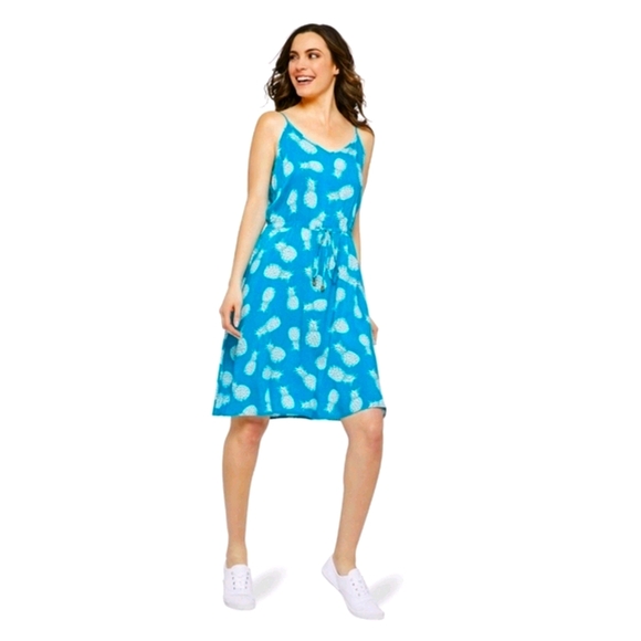 NWT Turquoise / Blue Pineapple Summer Dress Medium - Picture 7 of 7